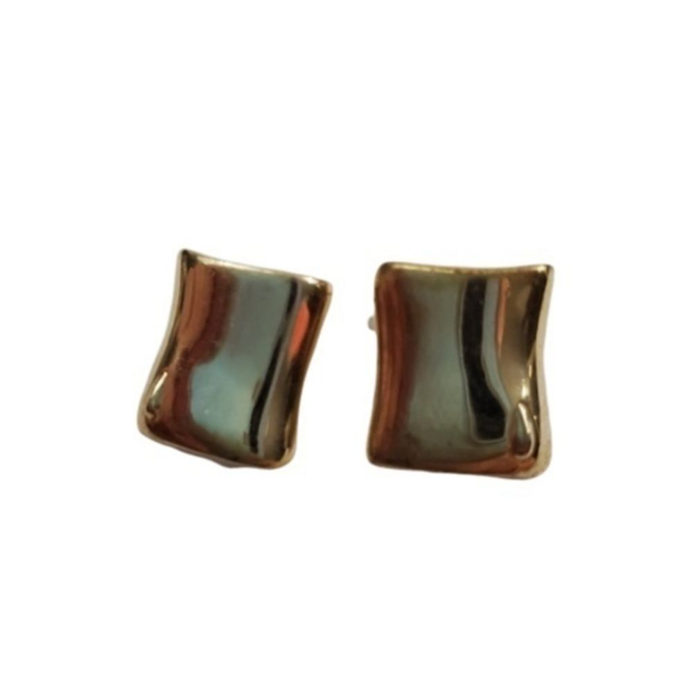 Monet Gold Tone Stud Earrings Geometric Abstract P